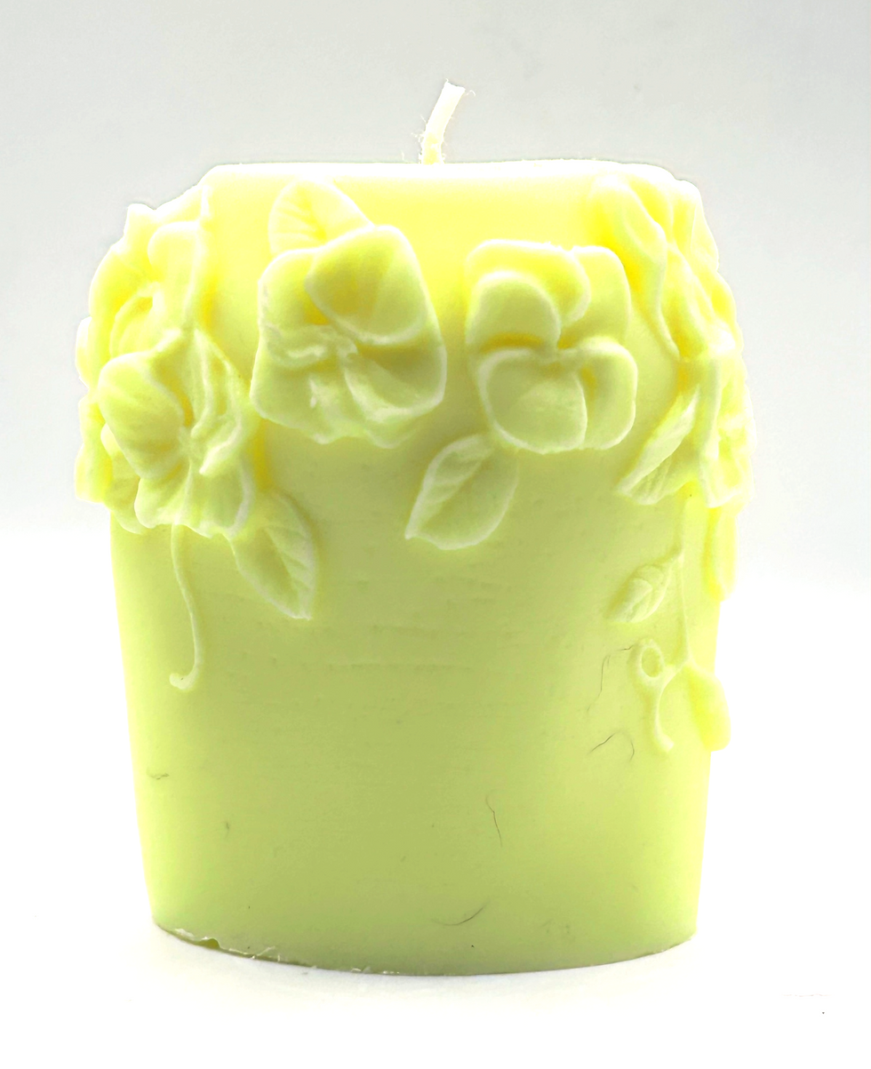 Thumbnail: Spring Flowers Small Pillar Candle Golden Sunshine