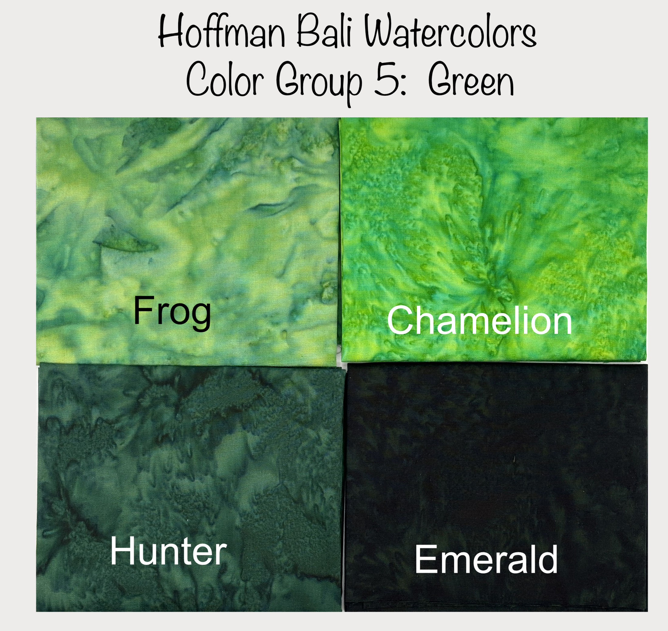 Hoffman Bali Watercolors Fabric Color Group 5: Green