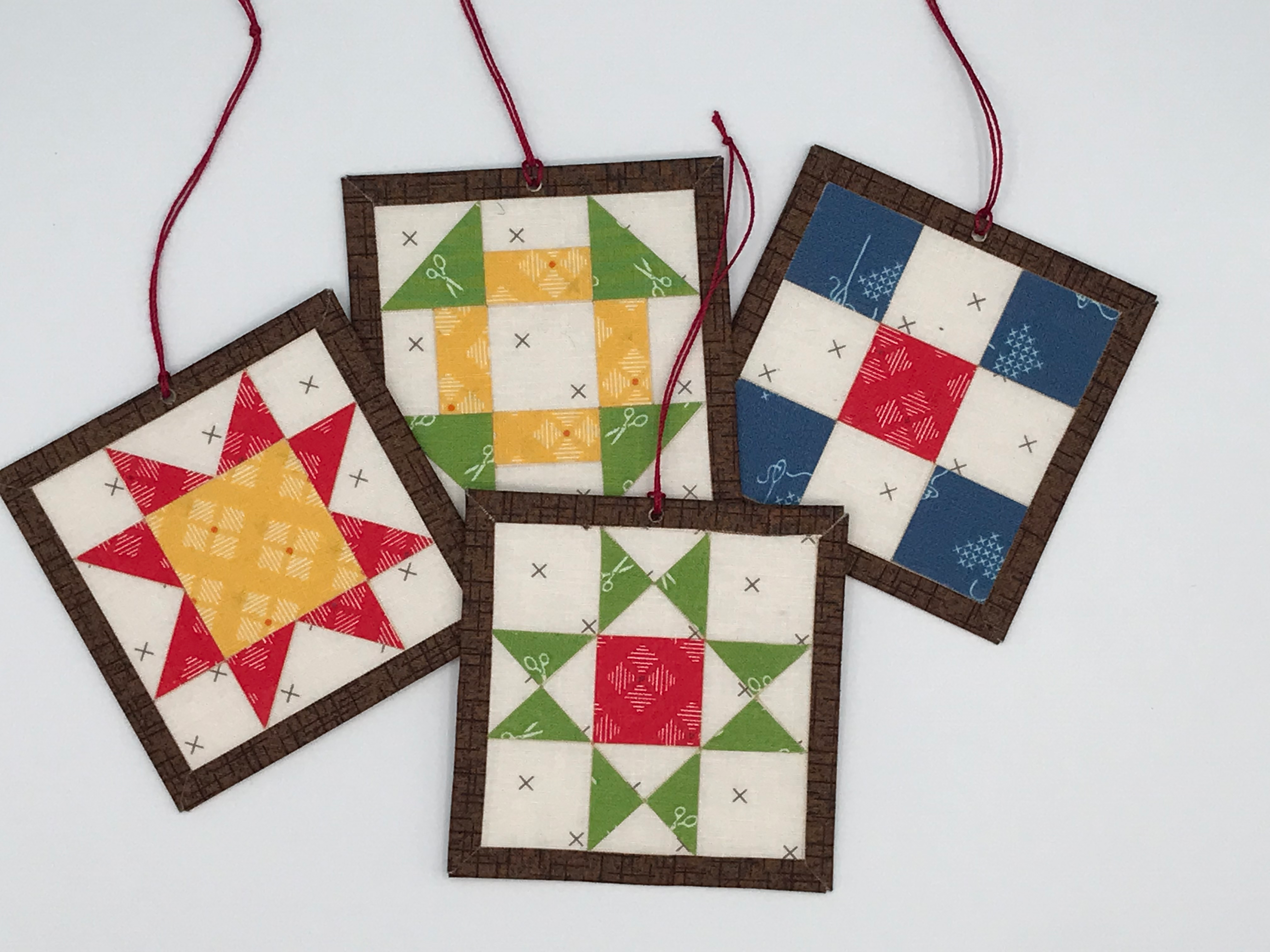 Miniature Quilt Block Ornament Kit, Set of 4, DIY Kit