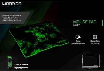 Miniatura: Mouse Pad Gamer Multilaser Warrior Ac288 De Tecido 34cm X 25cm Azul