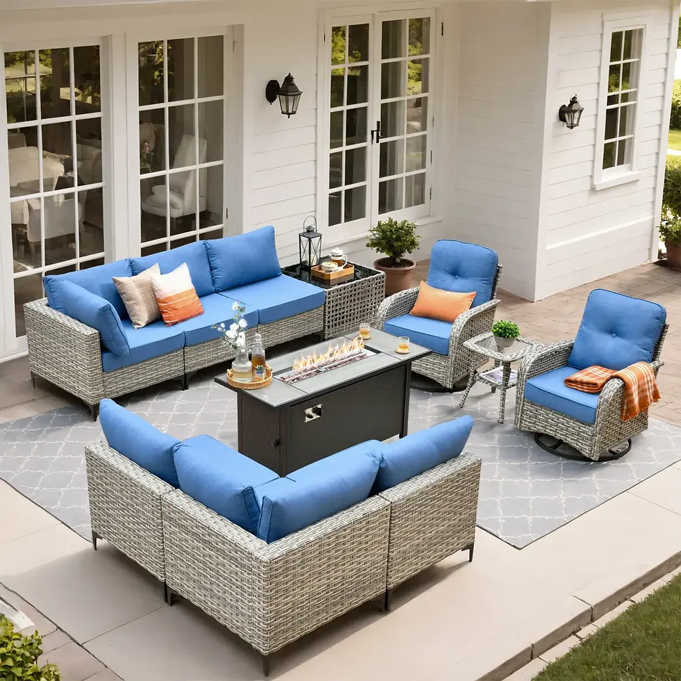 Thumbnail: Daltry 11 Piece Outdoor Wicker Conversation Sets With Fire Pit Table