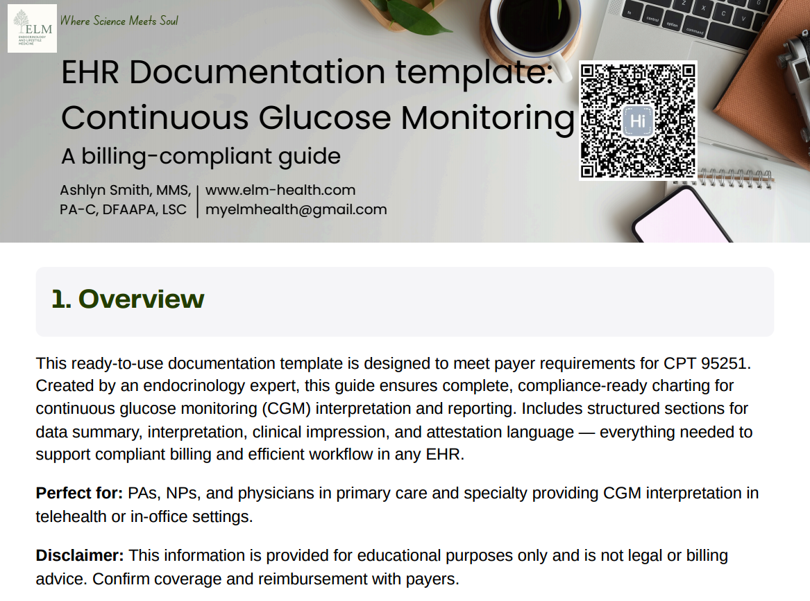 CGM 95251 Billing-Compliant EHR Template Guide