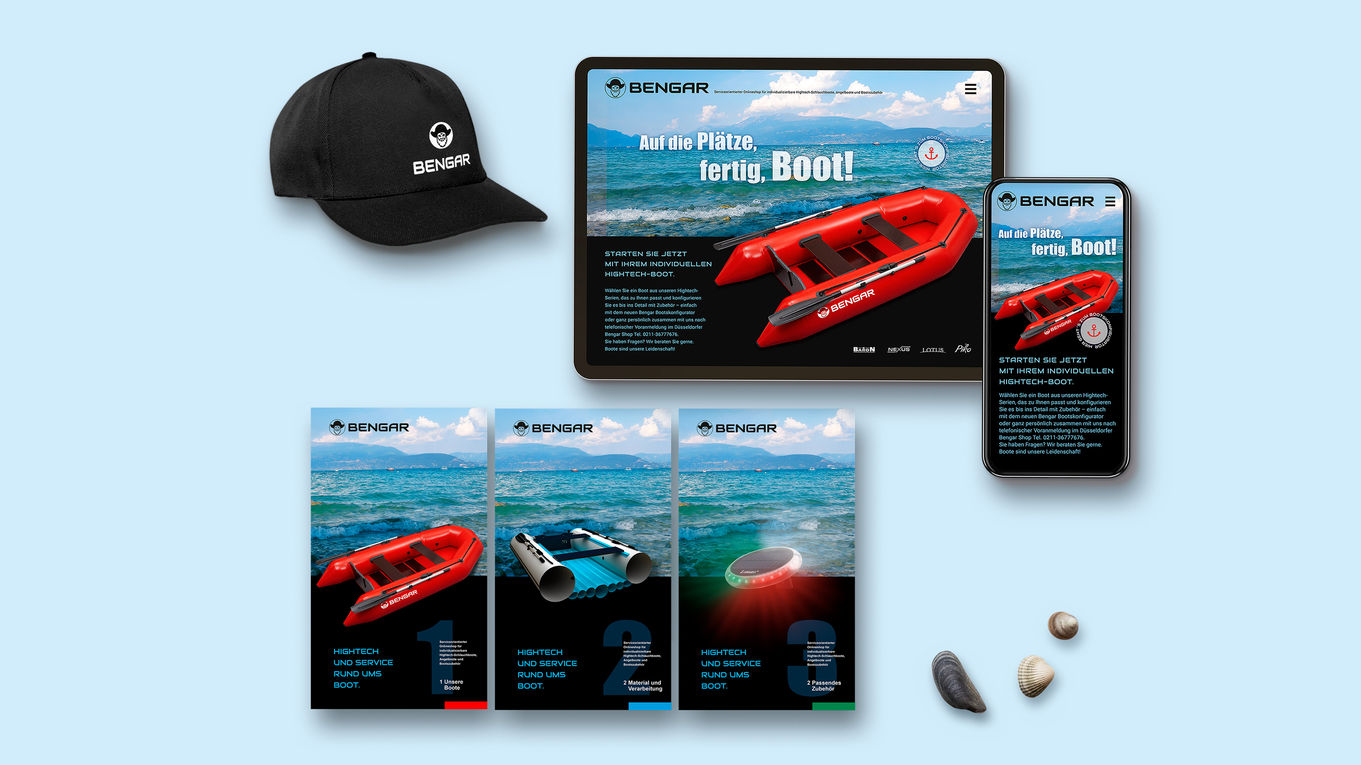 Corporate Design: 
Weblayout, Käppi, Info-Flyer für Bengar GmbH, Düsseldorf