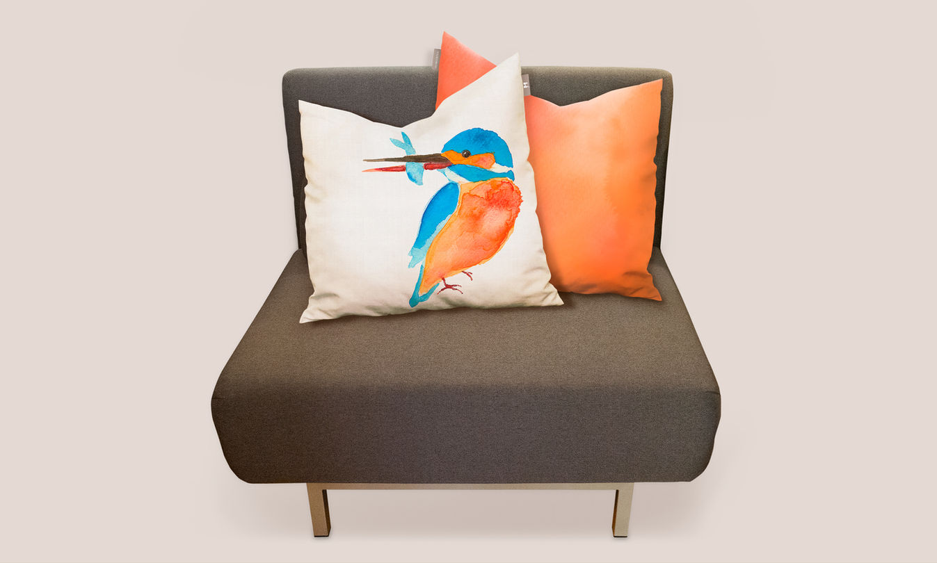 Kissen-Design, Kollektion Aquarell, Eisvogel