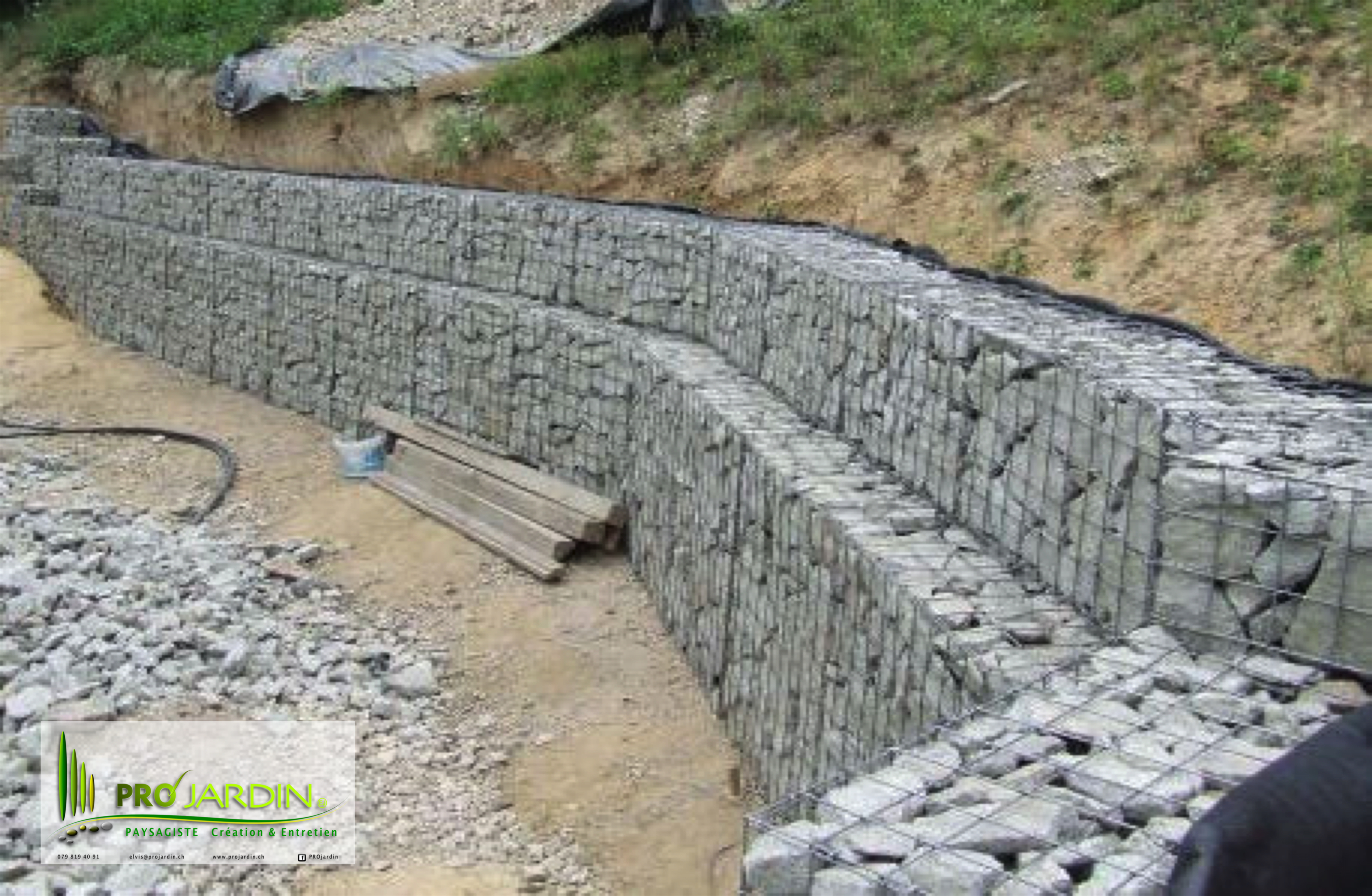 Réalisation_mur_de_soutènement_Gabions_pré-remlis_Traveaux_paysagère_Maçonnerie__PROjardin_Paysagist