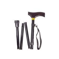 Adjustable, Folding Walking Stick - Black