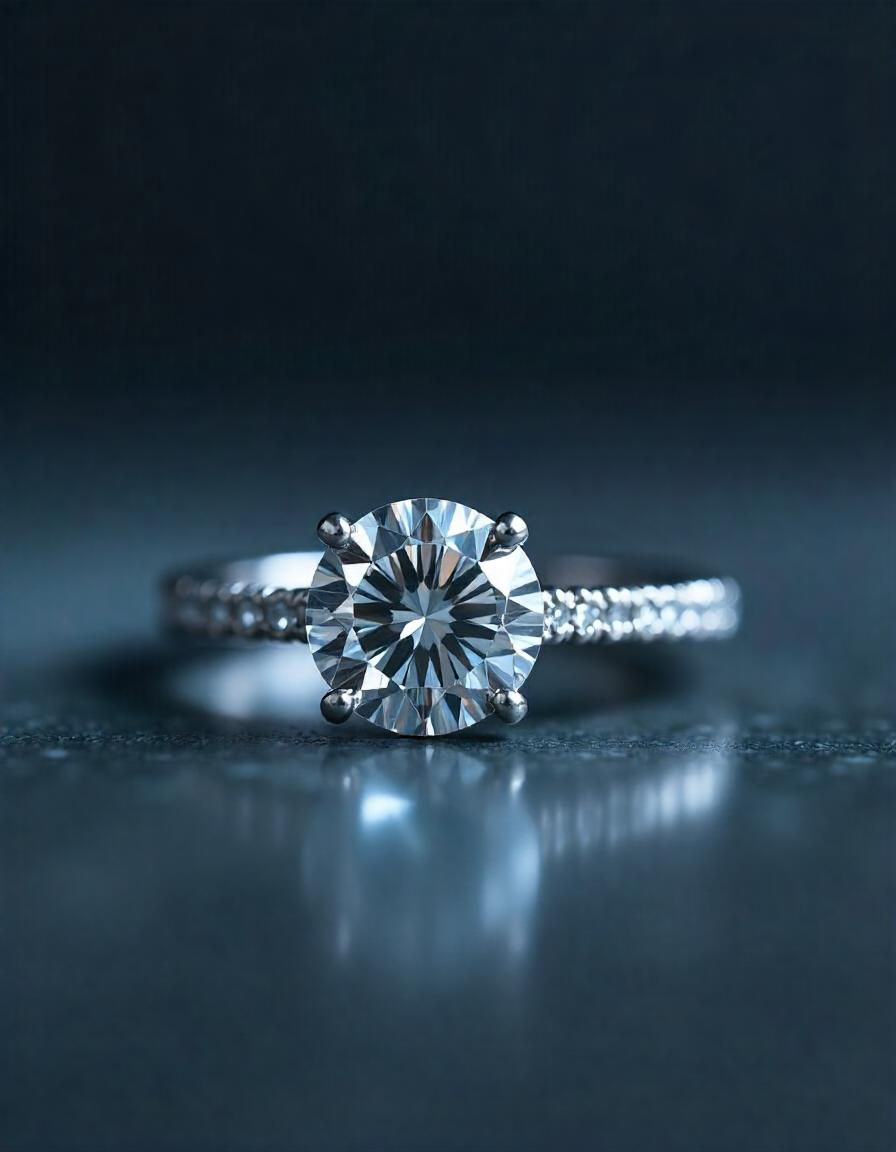 Glänzender Diamantring aus Weißgold