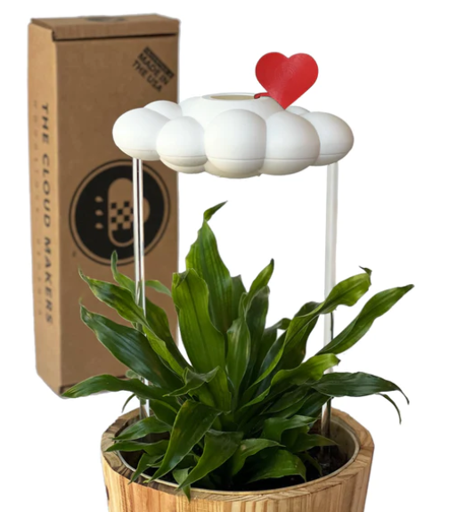Cloud Plant Waterer in White with Red Heart Charm