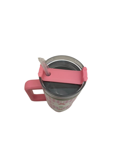 Thumbnail: Top of 40oz tumbler with pink pickleball paddle print