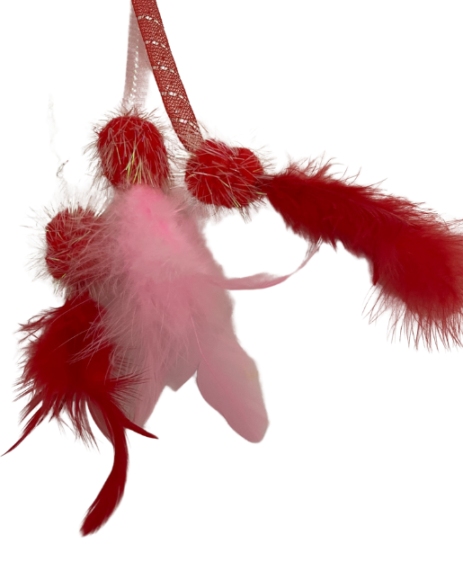 Thumbnail: Heart Cat Toy Door Hanger Close up of Feathers