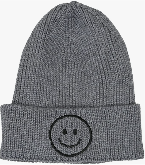 Thumbnail: Gray Baby Infant Smiley Beanie