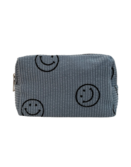 Thumbnail: Smiley Face Corduroy Pouch - Blue