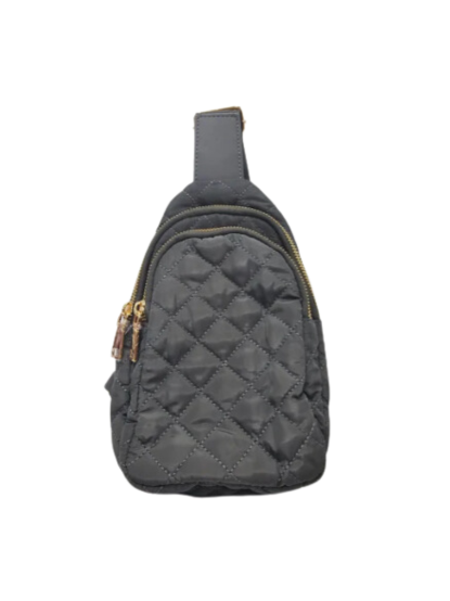 Thumbnail: Quilted Crossbody Bag in Gray Front View