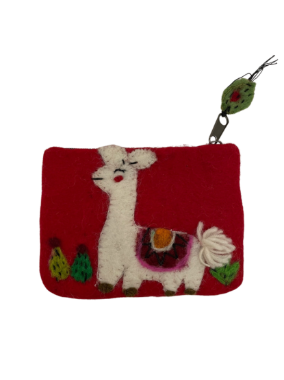 Thumbnail: Red Llama Zippered Pouch Front View