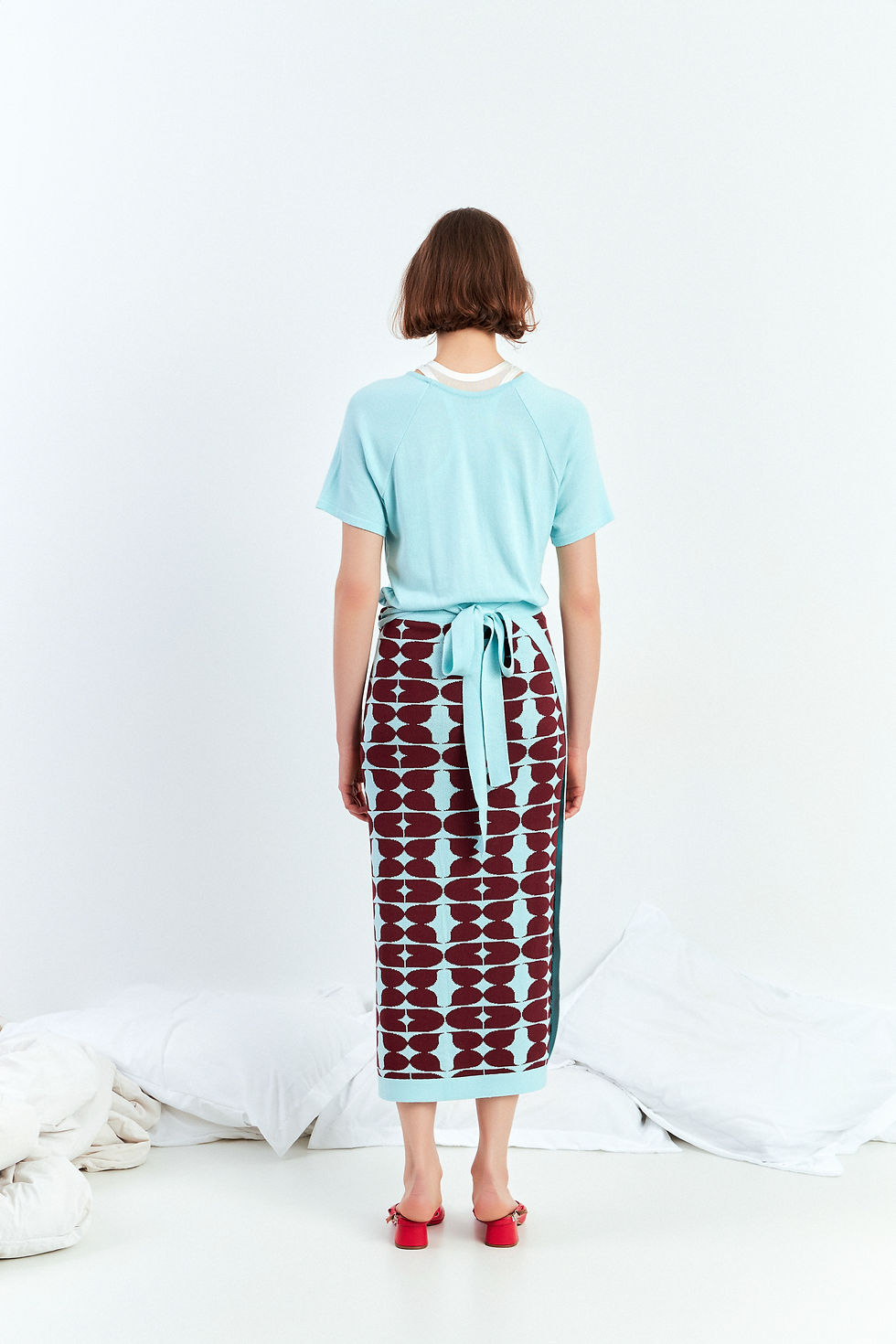 Miniatura: Pareô tricot 011 jacquard azul