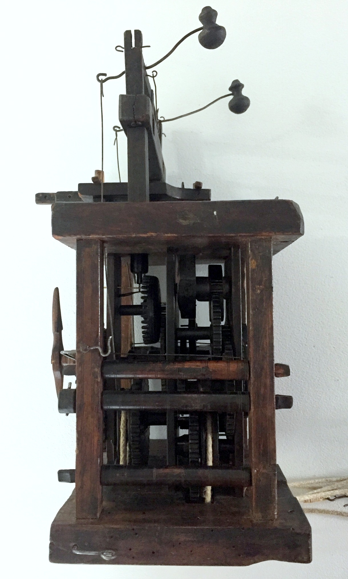 Black Forest Glass Bell Clock movement side view