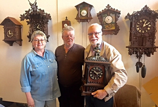 black forest clock, black forest clocks, cuckoo clock, trumpeter clock, flute clock, monk clock. organ clock
