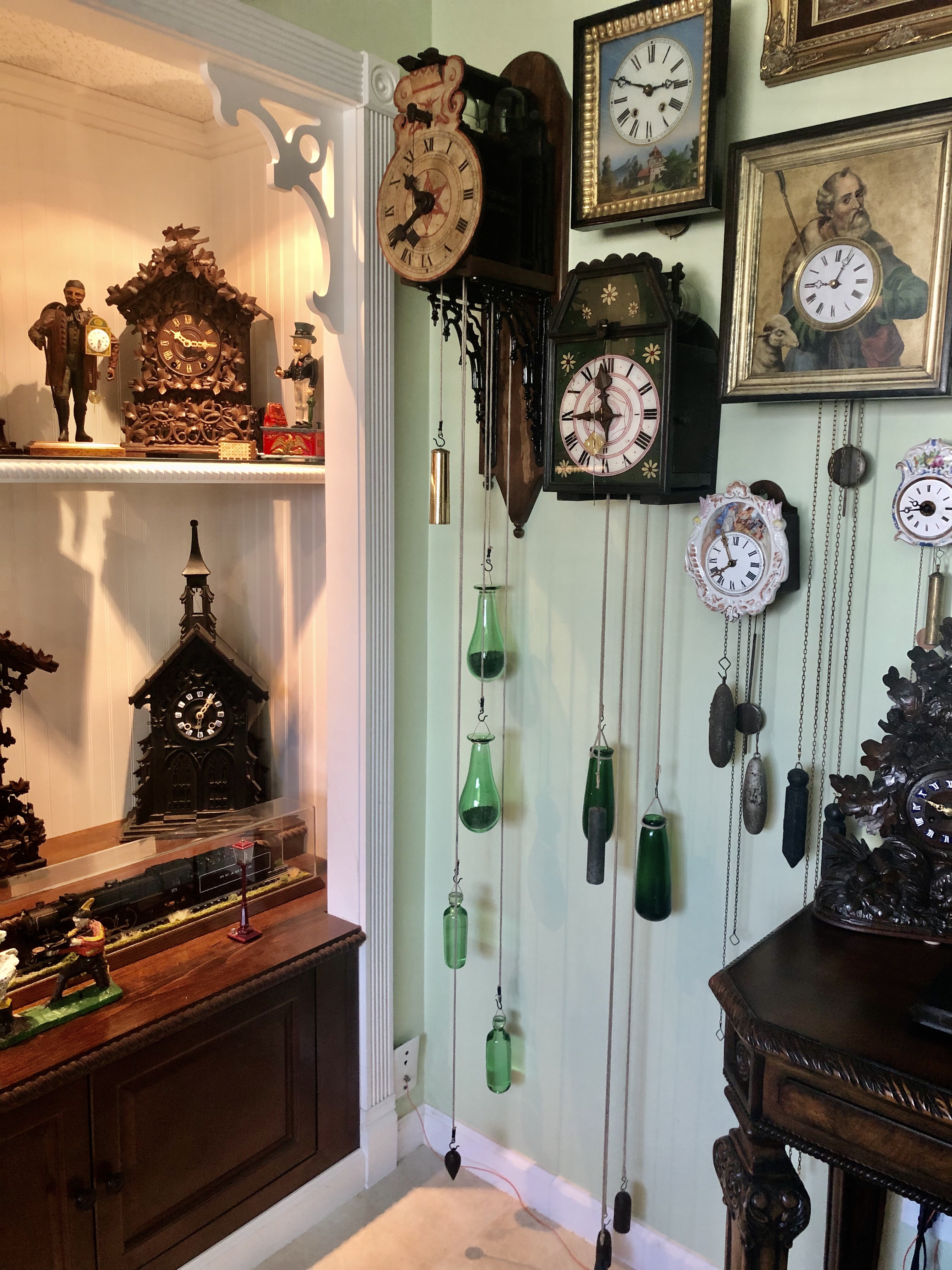 1700's Black Forest glass bell clock