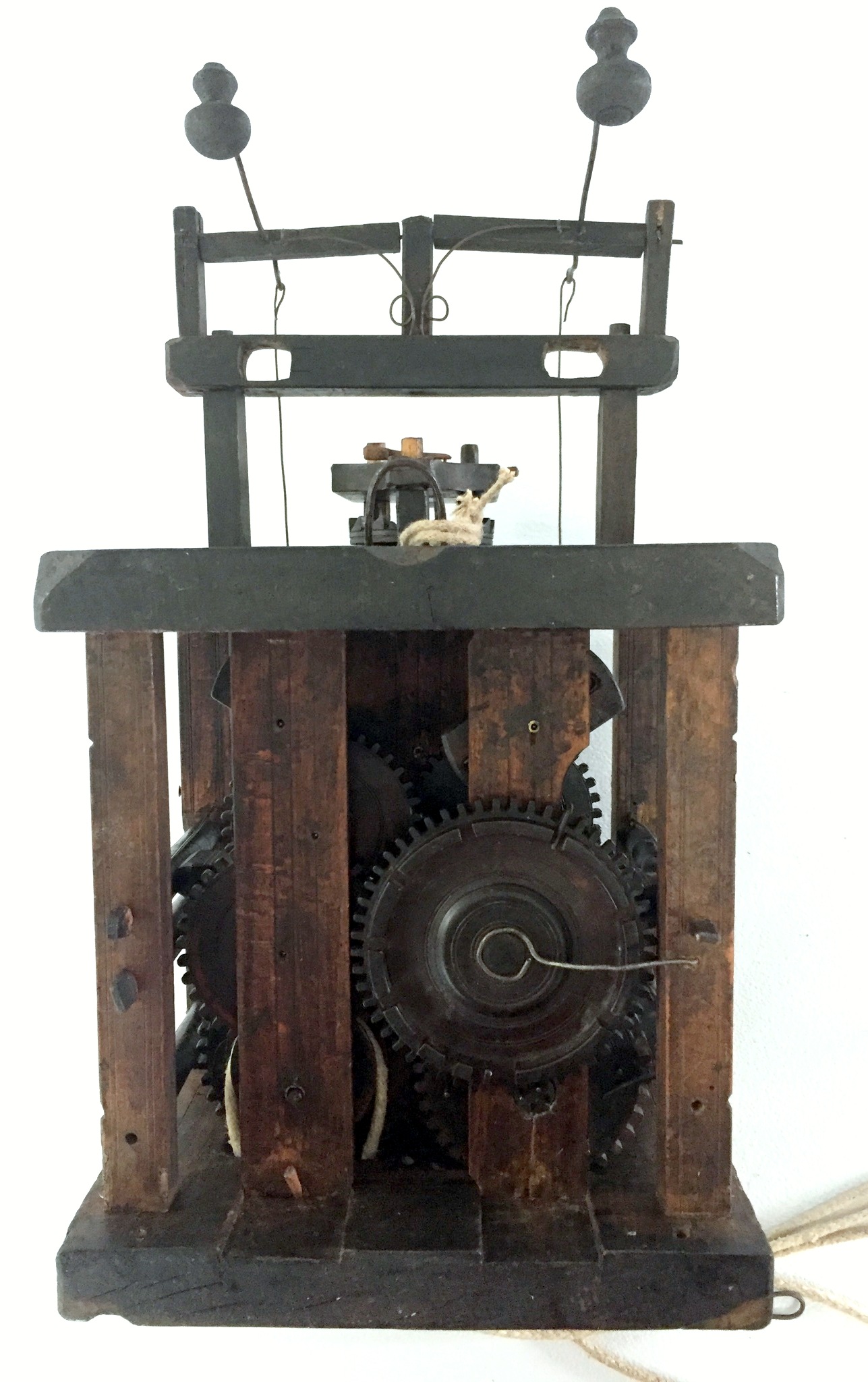 Black Forest Glass Bell Clock movement back view