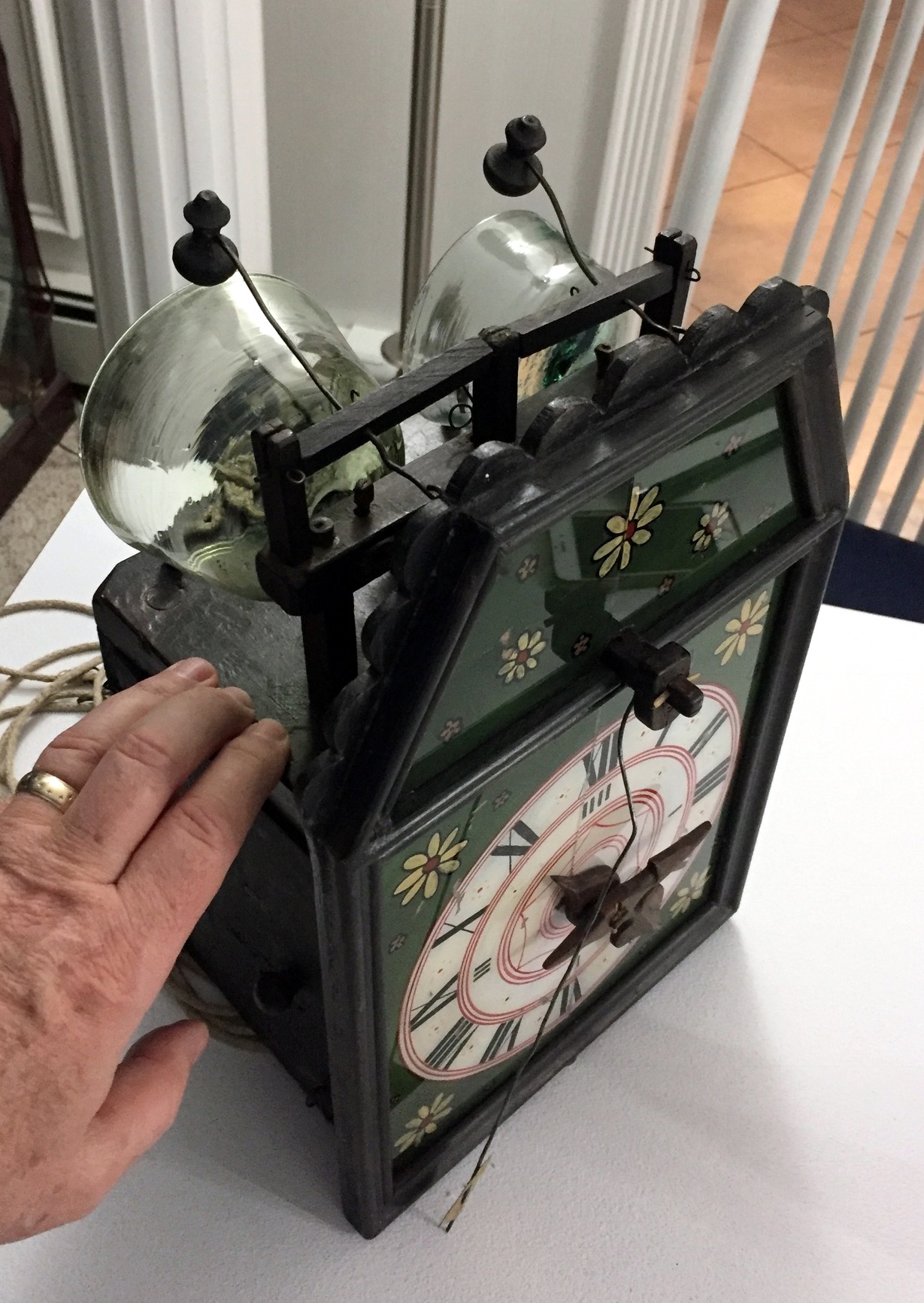 Black Forest Glass Bell Clock front view