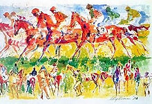 "Racing" by LeRoy Neiman - horse racing, watercolor
