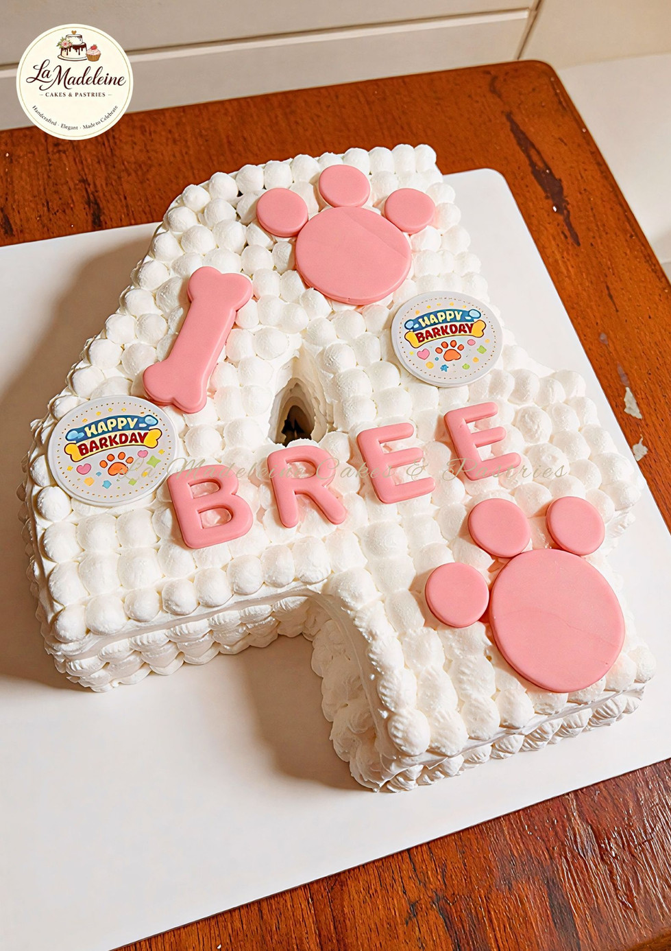 Pawfect Pink Barkday Number Cake