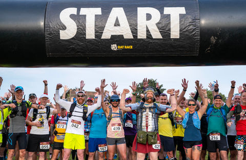 The Wall ultramarathon participants cheering at starting point