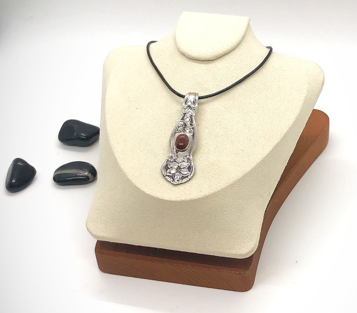 Orange Blossom Pendant With Red/Brown Stone