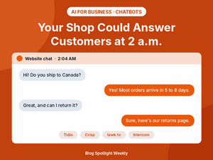 Website chat at 2:04 AM answering a shopper's shipping question, with Tidio, Crisp, tawk.to and Intercom compared