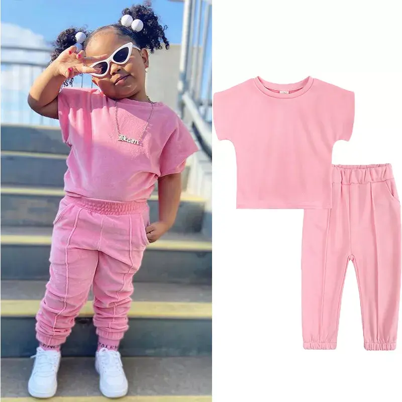 Μικρογραφία: 2 piezas: camiseta algodón liso, con cintura elástica. Niñas 1 a 6 años.