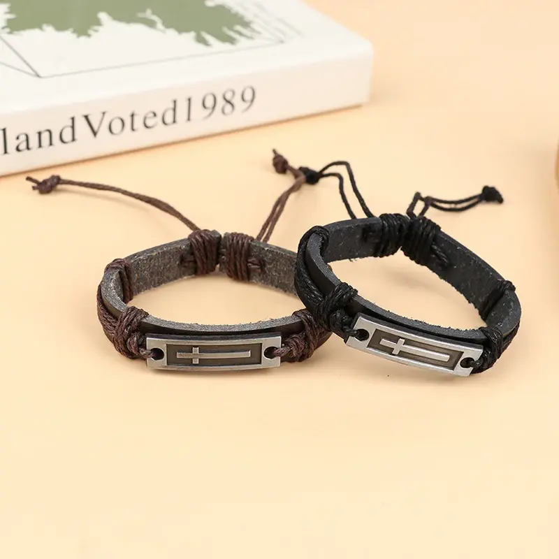 Thumbnail: Cross Leather Bracelet