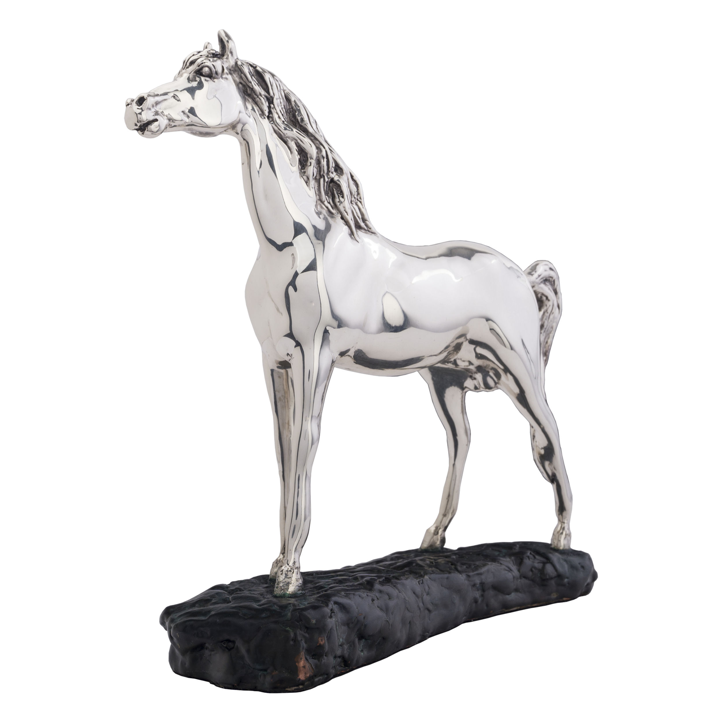 Escultura de Caballo Árabe de Plata - Observa