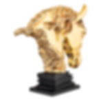 Thumbnail: Gold horse head sculpture on black base