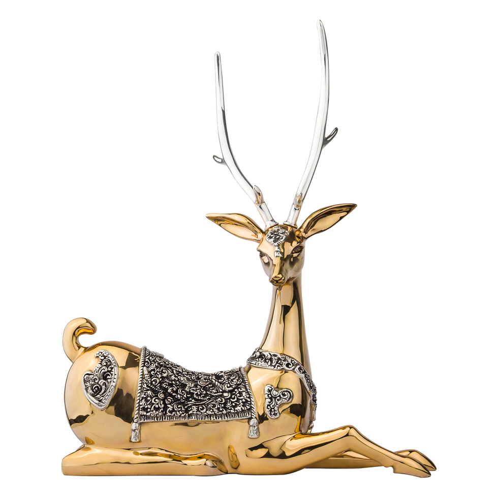 Elegant gold deer figurine with silver antlers