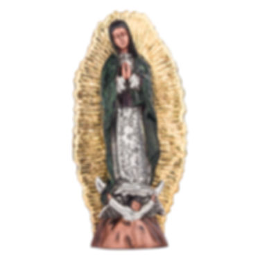 Estatua de la Virgen De Guadalupe en Plata con Oro 24K