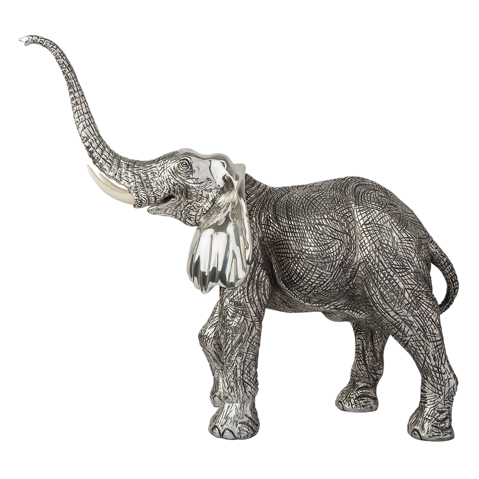 الصورة المصغرة: Silver Elephant Statue Trunk Up