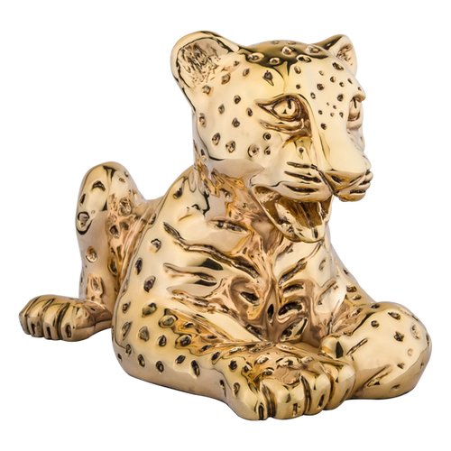 Gold Leopard Cub Statue Laying Down | D&rsquo;Argenta | Unique Gifts | Home Decor