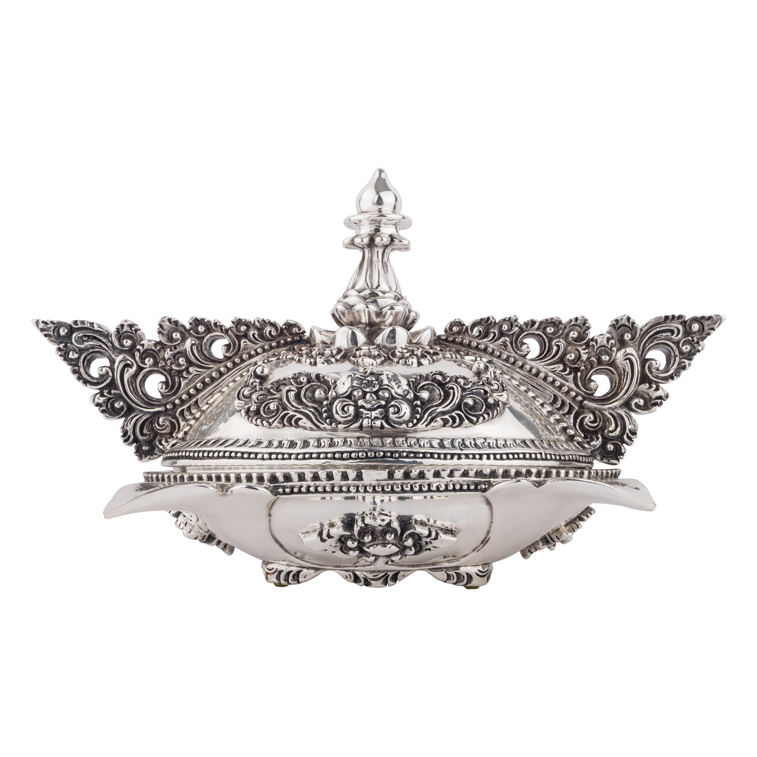 Large Imperial Silver Oval Jewelry Box