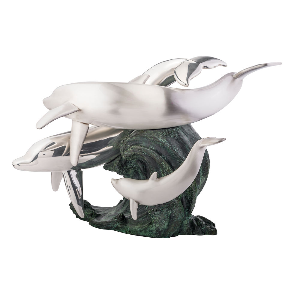 Miniatura: Escultura de Delfines de Plata