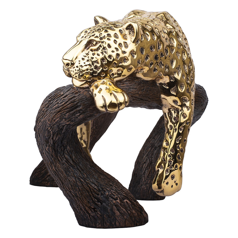Miniatura: Leopardo de Oro de 24K en Rama