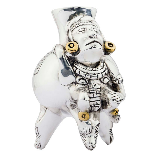 Toltec Silver Man Vessel Aztek Sztuka