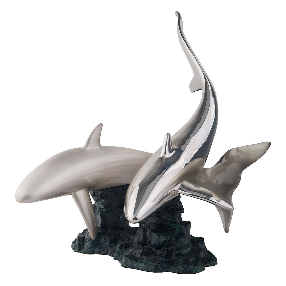 Thumbnail: Silver Sharks Statue Swimming
