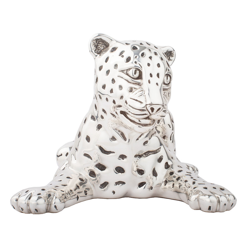 Thumbnail: Silver Leopard Cub Sculpture