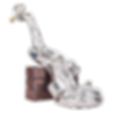 Silver violin sculpture on copper base