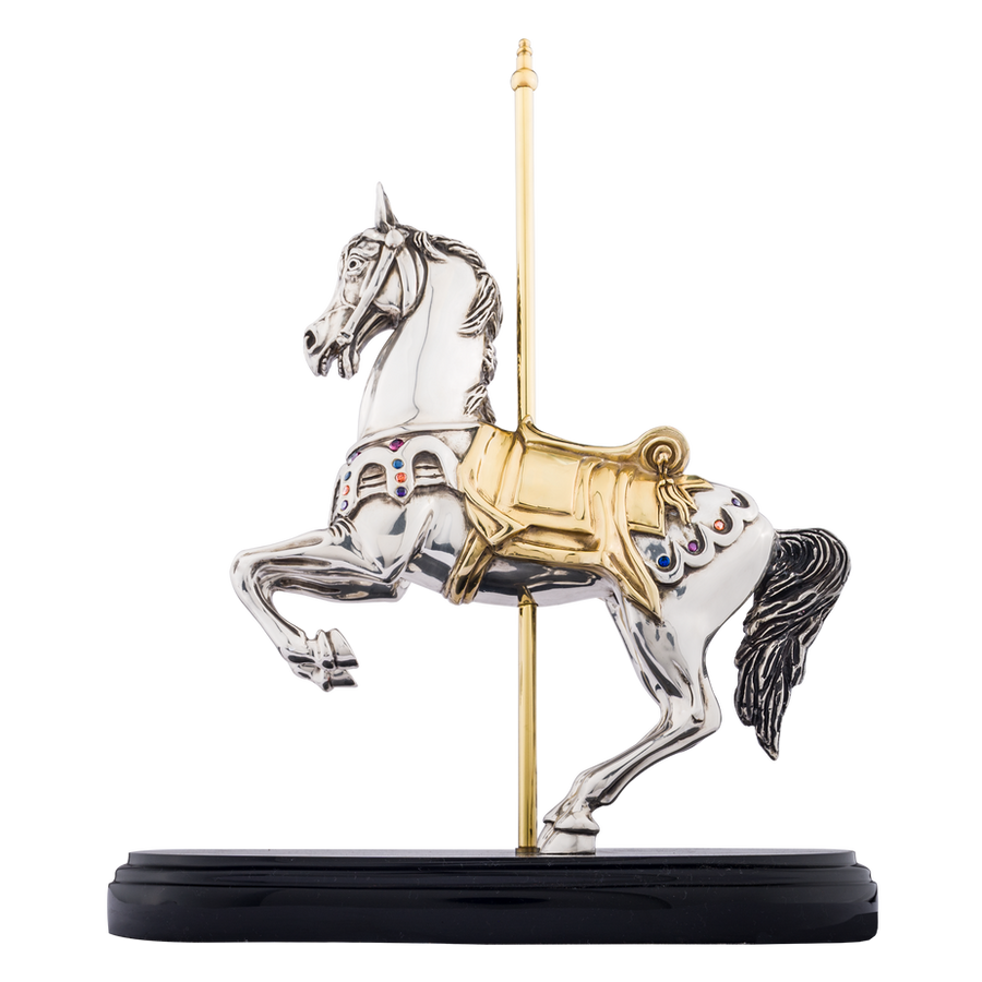 Tượng ngựa carousel đứng bằng bạc