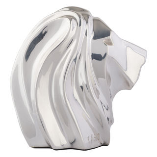 Escultura de Cabeza de León de Plata