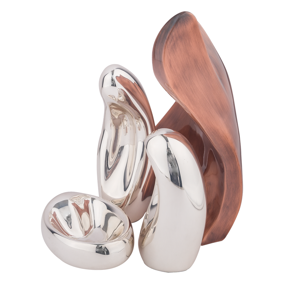 Pikkukuva: Abstract silver and copper nativity scene