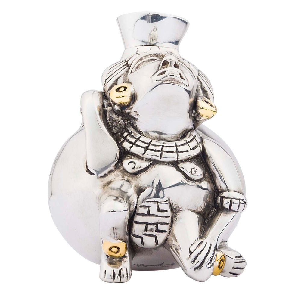 Miniatyrbild: Toltec Silver Woman Vessel Aztec Art