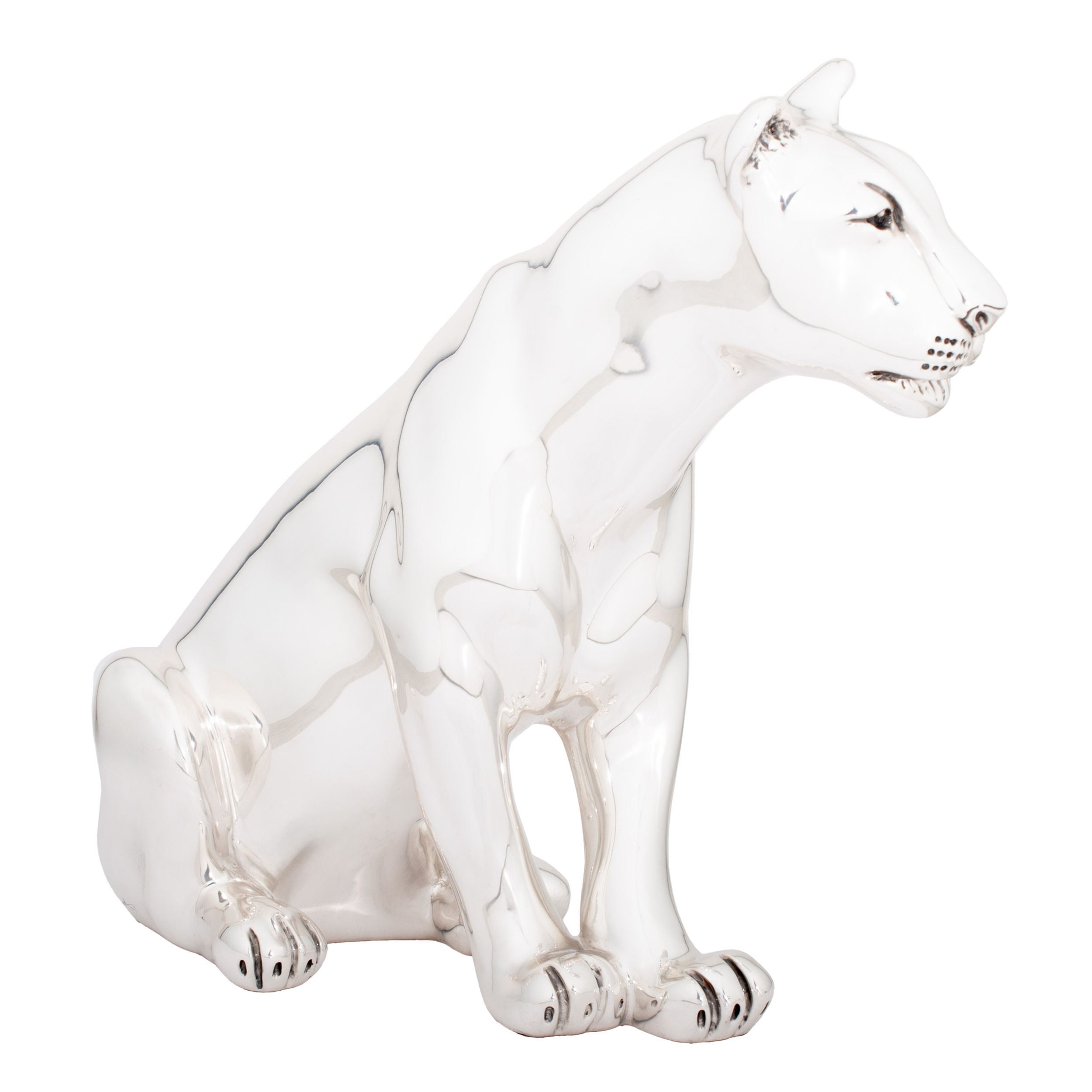 Silver Lioness Sculpture