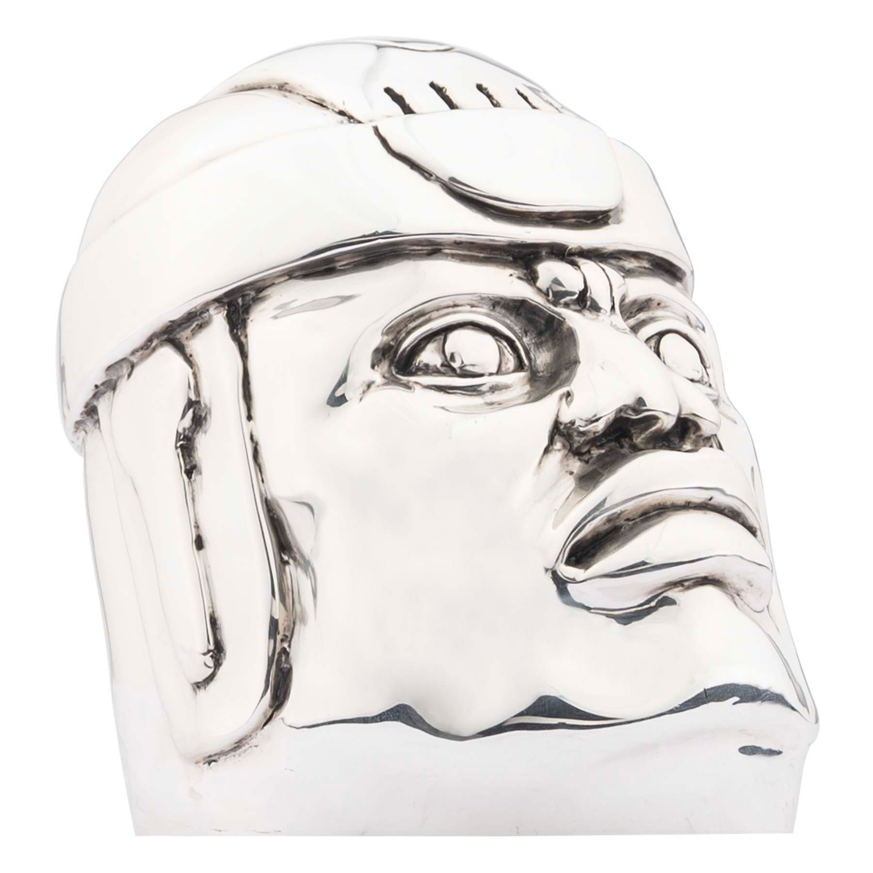 Silver Olmeca Head Statue